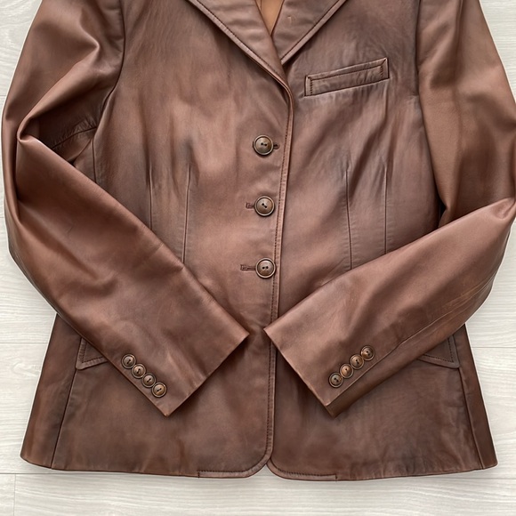 Ralph Lauren Blue Label Brown Lamb Leather Blazer - Picture 6 of 15